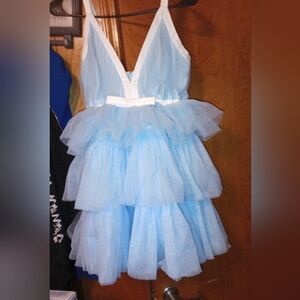 MARBLE Light Blue Ruffled Kids Dance Costume